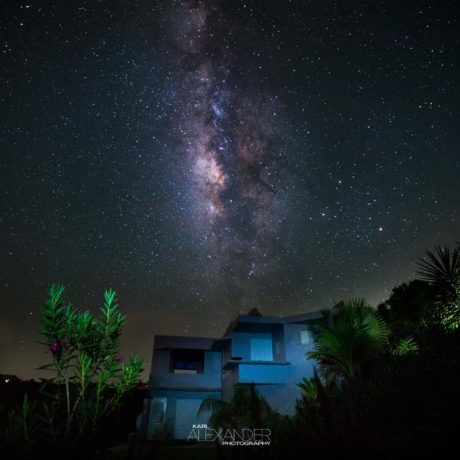 Milky Way over Casa Angular, a luxury villa rental on Vieques Island, Puerto Rico.