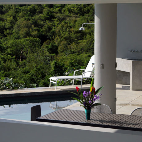 Peeking view of the pool at Casa Angular on Vieques, Puerto Rico