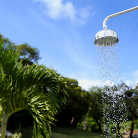Vieques outdoor shower at Casa Angular, a vacation rental villa