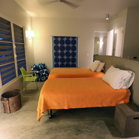 Bedroom in the evening on Vieques Island at Casa Angular.