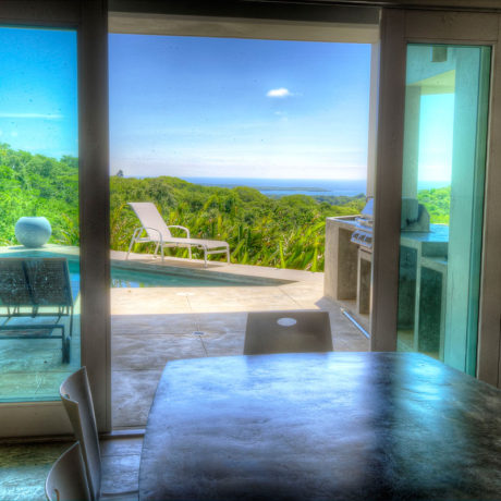 Casa Angular dining room view of the Caribbean. A Vieques Island vacation rental villa.